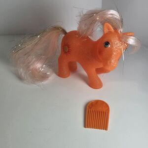 Vintage 1984 My Little Pony G1 Sunspot Sparkle Pony Hasbro Hong Kong w/ Comb